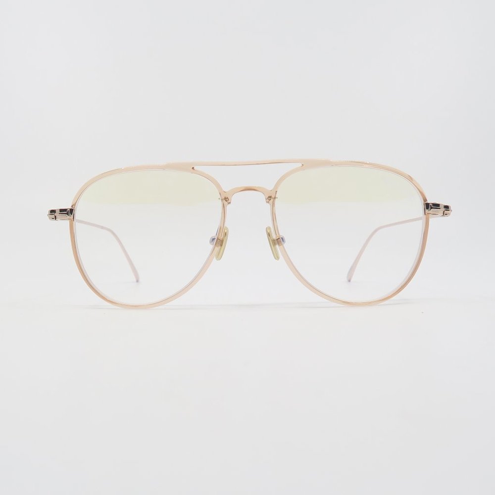 Tom Ford TF 5666-B 074 New Light Brown Aviator Blue Light Block Eyeglasses